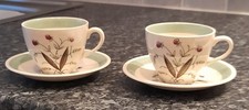PAIR OF ALFRED MEAKIN DEMITASSE/ESPRESSO CUPS AND SAUCERS 'HEDGEROW'