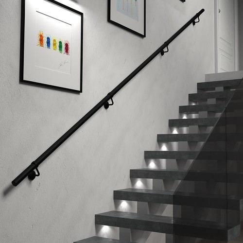 Matt black stair handrail - black,