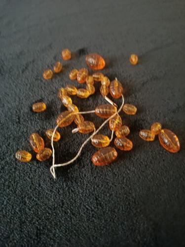 Amber coloured glass - coloured, beads