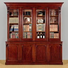 Antique Four Door Mahogany Library Bookcase c.1870