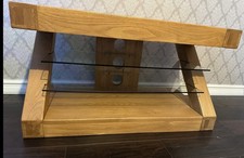 Solid Oak Z Shape TV Stand Cabinet Unit