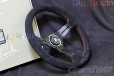 NARDI 330MM 13' Deep cone 55mm Suede Leather Red Stitch Sport Steering Wheel