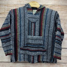 Baja Joe Hoodie Pullover Striped Festival Hippie Poncho [Size Medium]