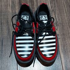 TUK Platform Creepers Red Black White Striped Chunky Viva Mondo