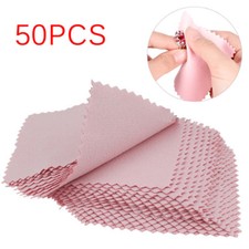 50 PCS pink Polishing Cloth Cleaner Jewelry Cleaning Cloth Anti-Tarnish