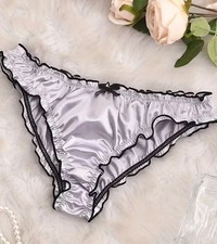 Ladies silver Satin Frilly