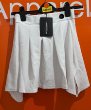 PRETTY LITTLE THING White Pleated Side Split Tennis Skirt , Size UK 8, New, b196