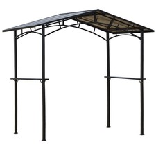 Outsunny 8ft x 5ft Outdoor BBQ Protective Gazebo Aluminium Frame w/ 2 Shelves