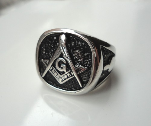 Pre owned freemason metal ring - pre-owned,