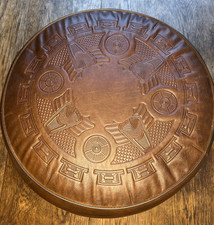 SHERBORNE STYLE BROWN FAUX LEATHER VINYL FOOT STOOL POUFFE