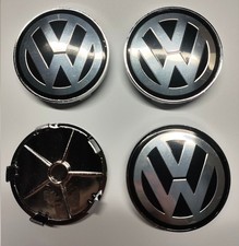 4x WHEEL CENTRE CAPS For Volkswagen VW Beetle Passat Jetta Touareg Black 68mm
