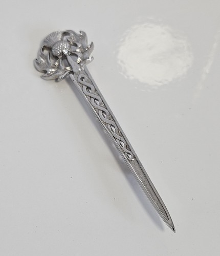 Silvertone scottish kilt pin - scottish,