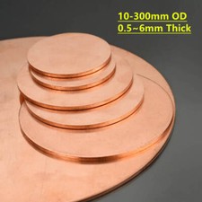 Solid Pure Copper Discs Blanks Round Plate Metal Sheet 10-300mm OD 0.5~6mm Thick