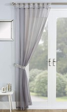 Sparkle Diamante Voile Panel Curtains Vegas Net Tab Top Single Panel 183cm Grey