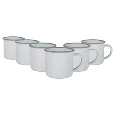 6x White Enamel Espresso Cups
