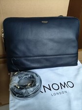 Knomo Davies leather double zip clutch crossbody shoulder bag dark blue