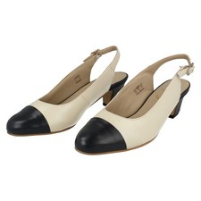 Ladies Ex-display Equity Porcelain/Navy Leather Slingback Shoes: Connie UK 7 E