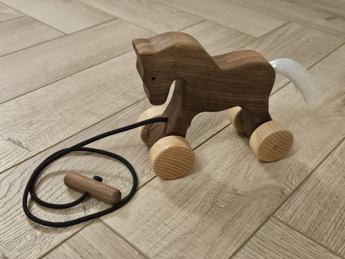 Wooden pull along horse - along, hand