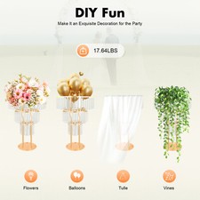 Wedding Gold Crystal Flower Stand Crystal Flower Stand Round Pedestal Stand