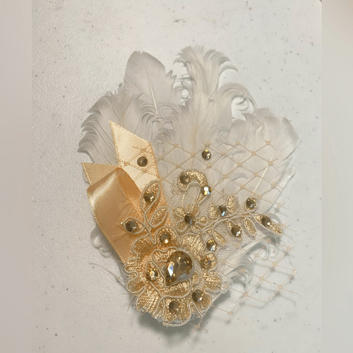 Birdcage veil lace feather