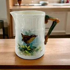 Vtg Royal Worcester Barrel Mug Pitcher Jug Creamer Wren Bird Signed Poole 3.25"