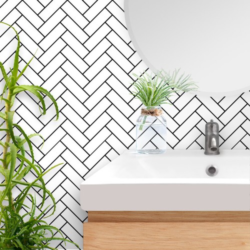 White mosaic herringbone - mosaic,
