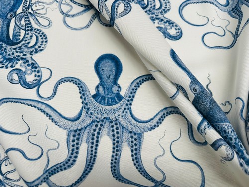 Blue octopus fabric - blue,