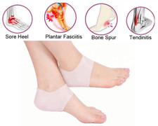 2x Heel Gel Foot Silicone Protector Cracked Care Skin Sleeves Socks Blister UK.