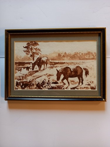 Framed sepia tone watercolour - framed,