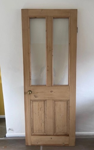 Victorian glazed pine panel - glazed,