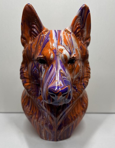 Acrylic painted dog bust - painted,