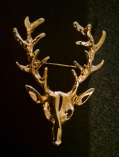 Brooch Stag Head Enamel