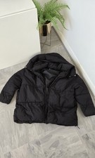 Primark Black Hooded Puffer Jacket  Size UK 14-16 Pre-owned