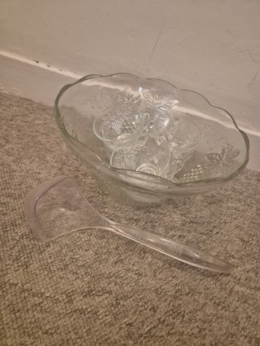 Vintage clear glass punch bowl - vintage,