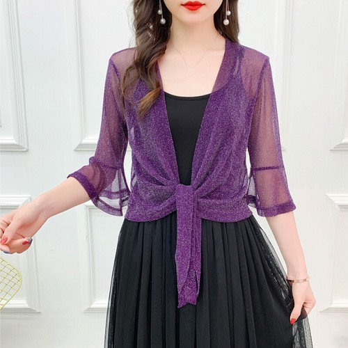 Lady faux silk mesh cardigan - lady,
