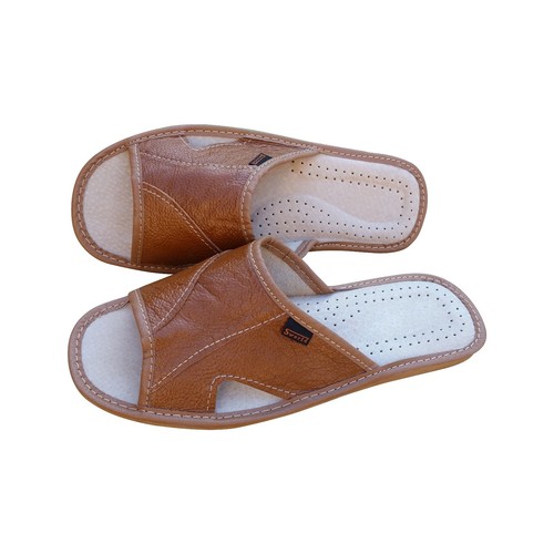Men leather slippers - slippers, on