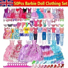 50Pcs Barbie Doll Clothes Bundle Dresses Shoes Set Lot Accessories Girl Toy Gift