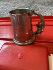 VINTAGE ROYAL SELANGOR PEWTER TANKARD WITH TEDDY BEAR HANDLE 