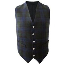 New Mens Scottish Tartan Waistcoat with Thistle Buttons in Choice of 4 Tartans
