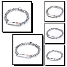 Medical Alert ID Silver Stainless Steel Link Bracelet 8.25"/21cm J124