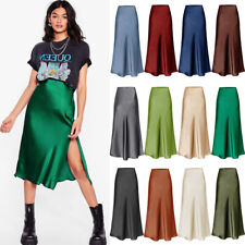 Ladies Satin Silk A line Solid