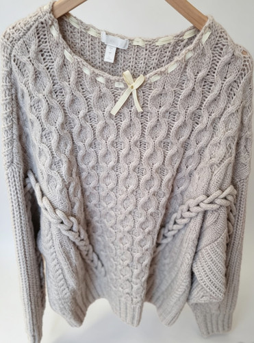 Beige cable knit jumper - h&m,