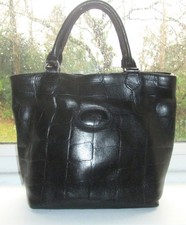 AUTH VINTAGE MULBERRY BLACK CONGO LEATHER  HELLIER  HAND GRAB BAG