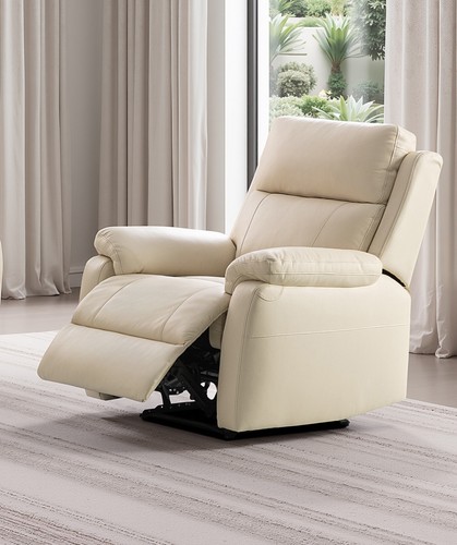 Cream genuine leather seater - 3,