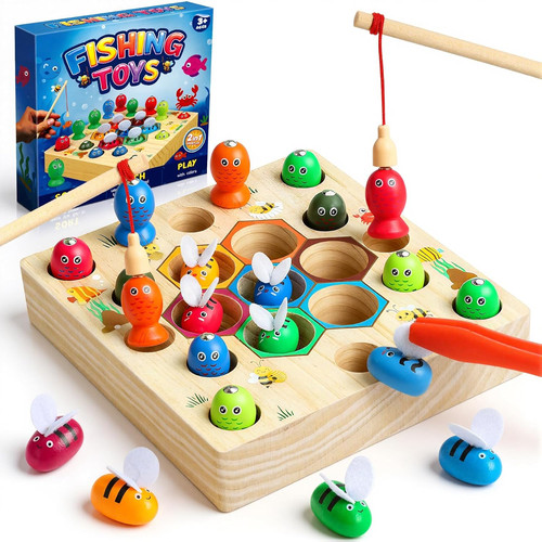 Magnetic wooden fishing game - fishing,