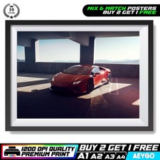 LAMBORGHINI HURACAN Wall Art Print Poster Super Sport Car Large Size A4 A3 A2 A1