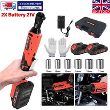 21V Electric Cordless Right Ratchet 3/8" 90° Angle Wrench 2 Battery Power Tool🔥