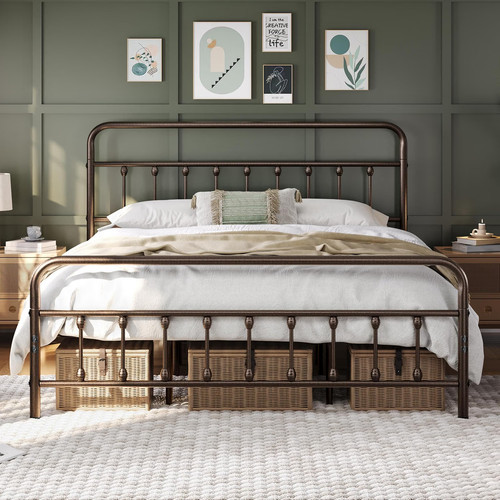 Iron bed frame king bronze - bed,