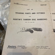 List Of Wearing Parts And Fittings For Martin's Tandem Disc Harrows 1952