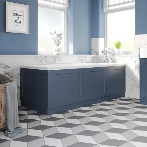 Matt blue bath panel 1700mm - bath,